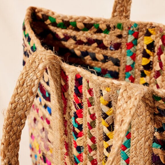 BRAND NEW  Indian Jute Bag Ethnic Handmade colorful Women Hand Bag Jute Purse - Picture 4 of 5